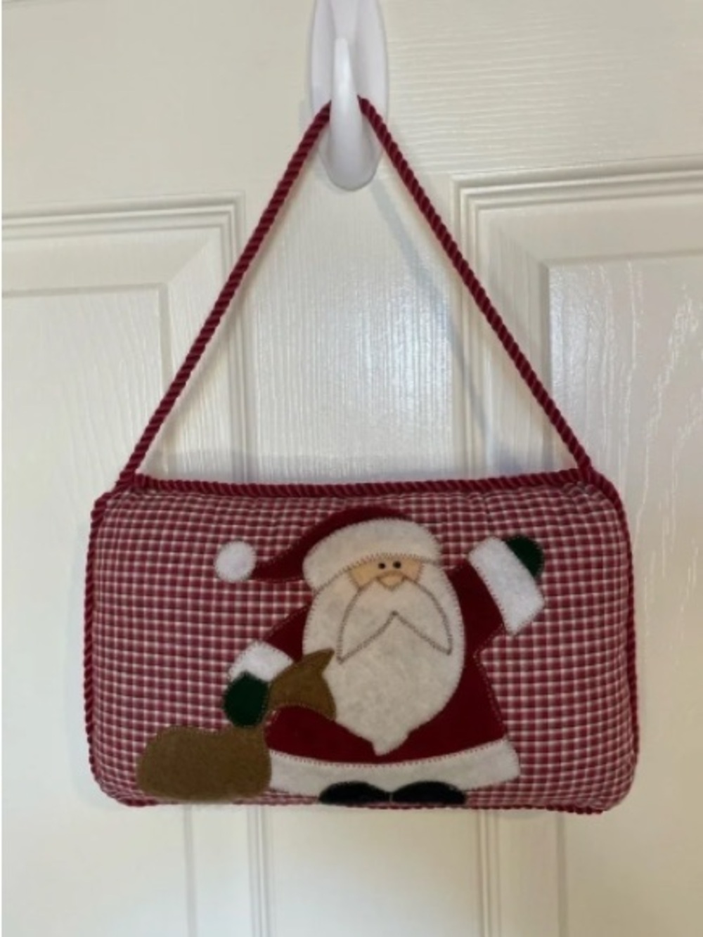 Handcrafted Red Santa Hanging Holiday Pillow Bag